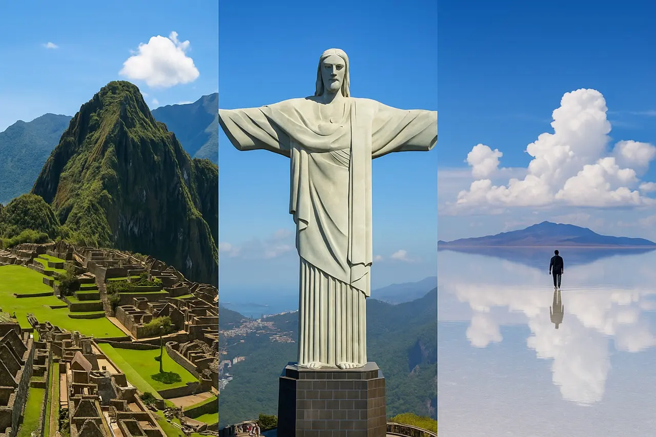 Panorama aus drei Sehenswürdigkeiten von Südamerikas Top-Reiseziele